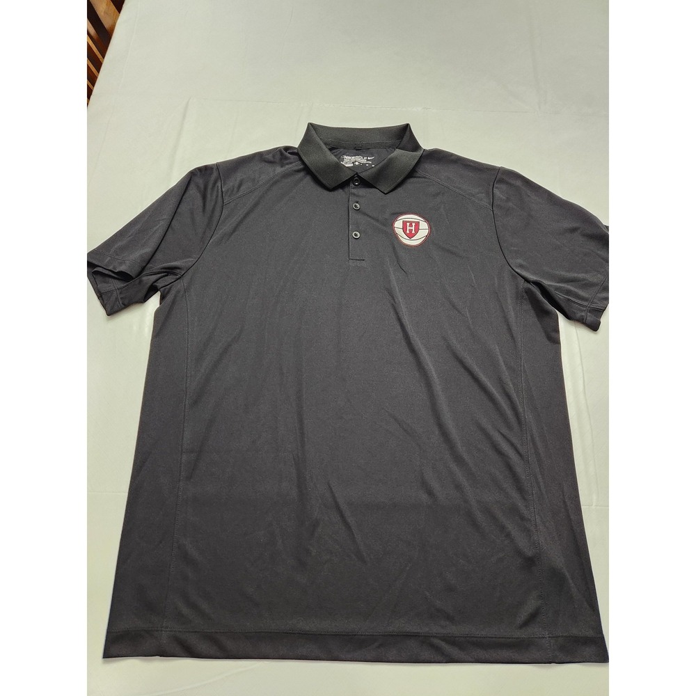 Nike‎ Golf Polo Shirt Mens XL Black Harvard Basketball Dri-FIT Performance Top